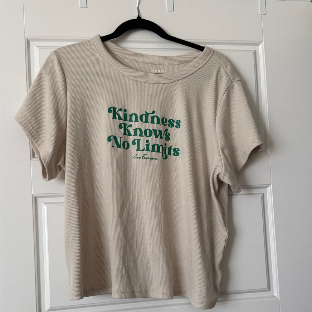 Cream T-Shirt with Green Print
